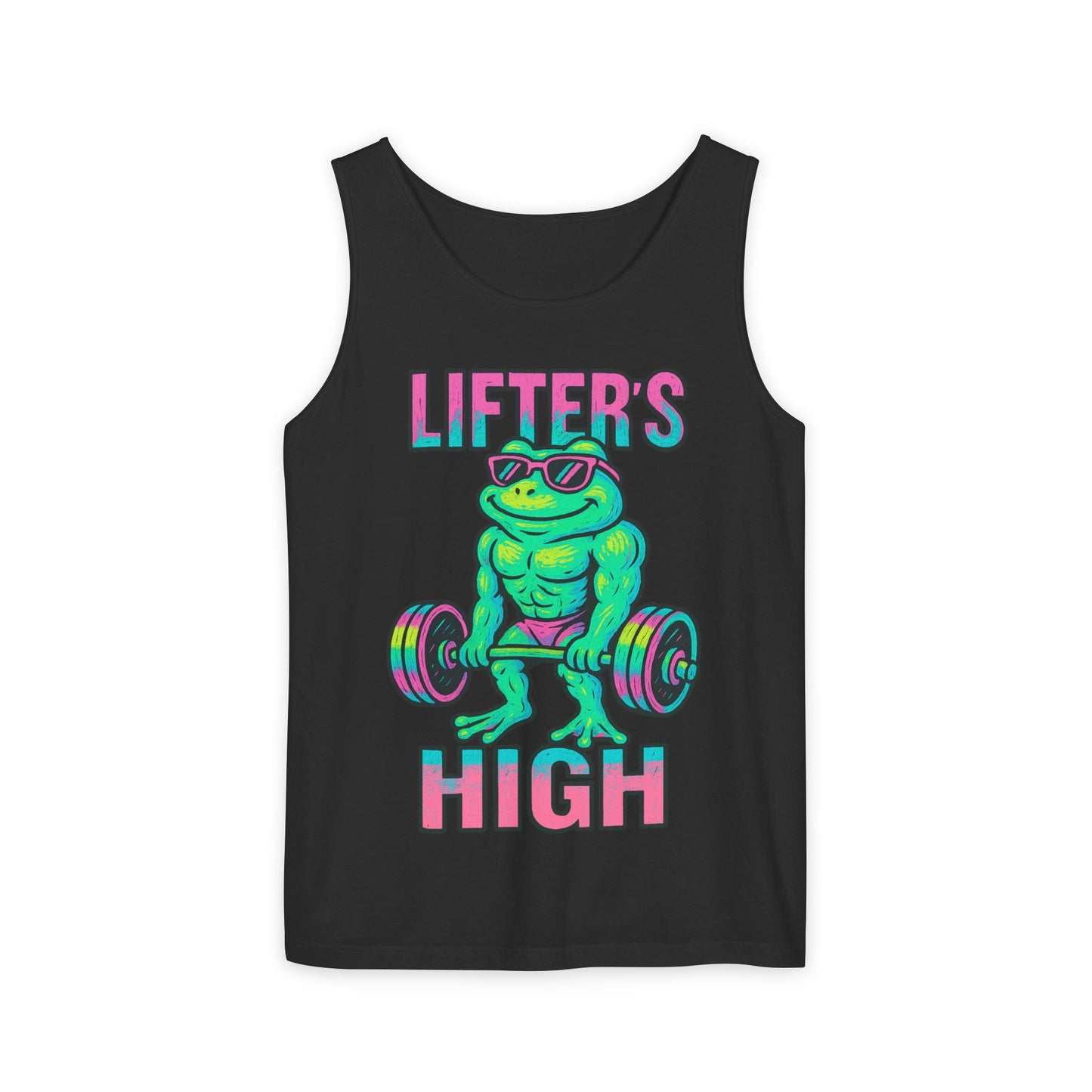 Psychedelic Frog Lifter's High Tank Top - Garment-Dyed - Unisex