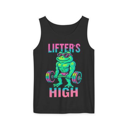 Psychedelic Frog Lifter's High Tank Top - Garment-Dyed - Unisex
