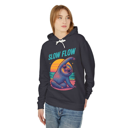 Slow Flow Beach Sloth Lightweight Hooded Sweatshirt - Unisex