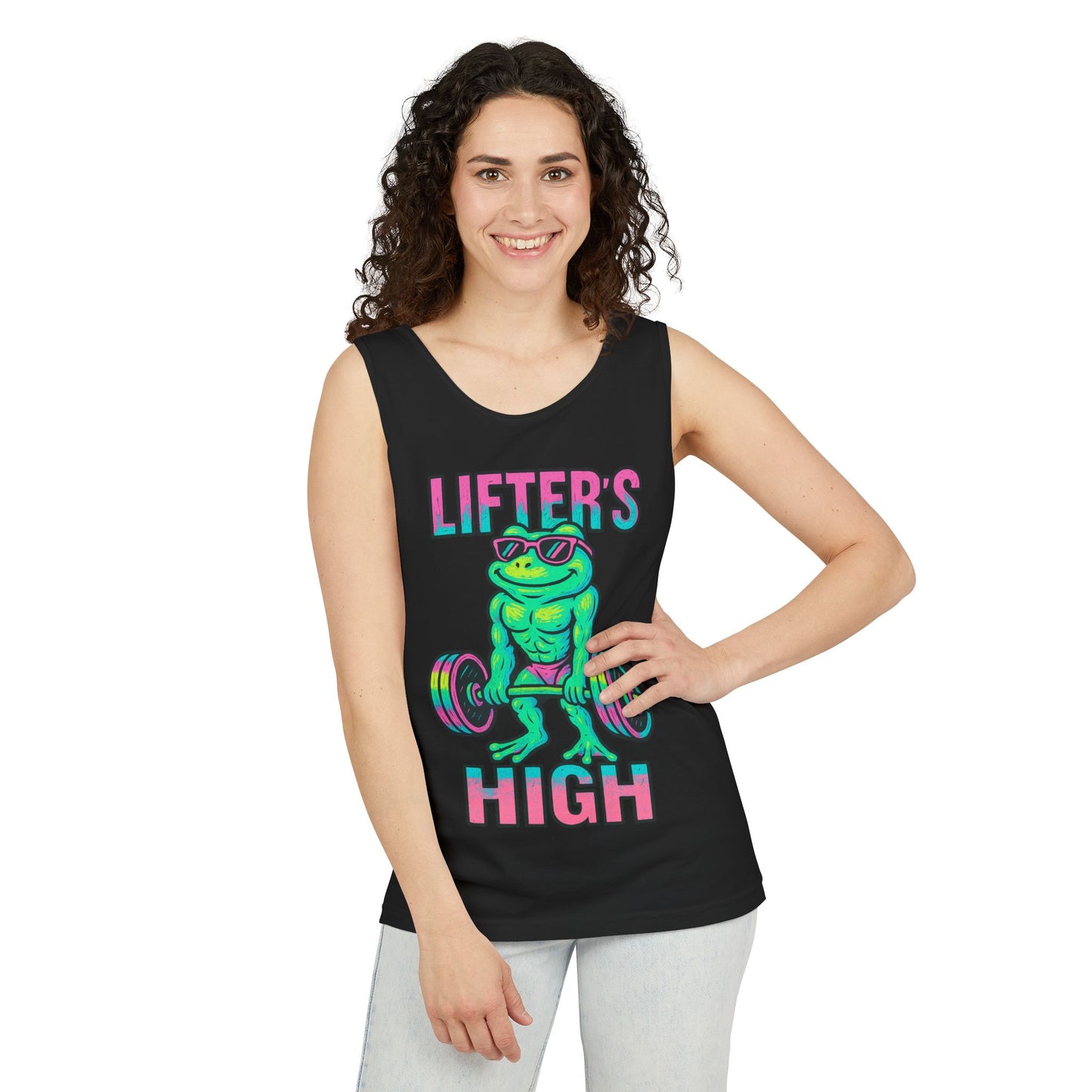 Psychedelic Frog Lifter's High Tank Top - Garment-Dyed - Unisex