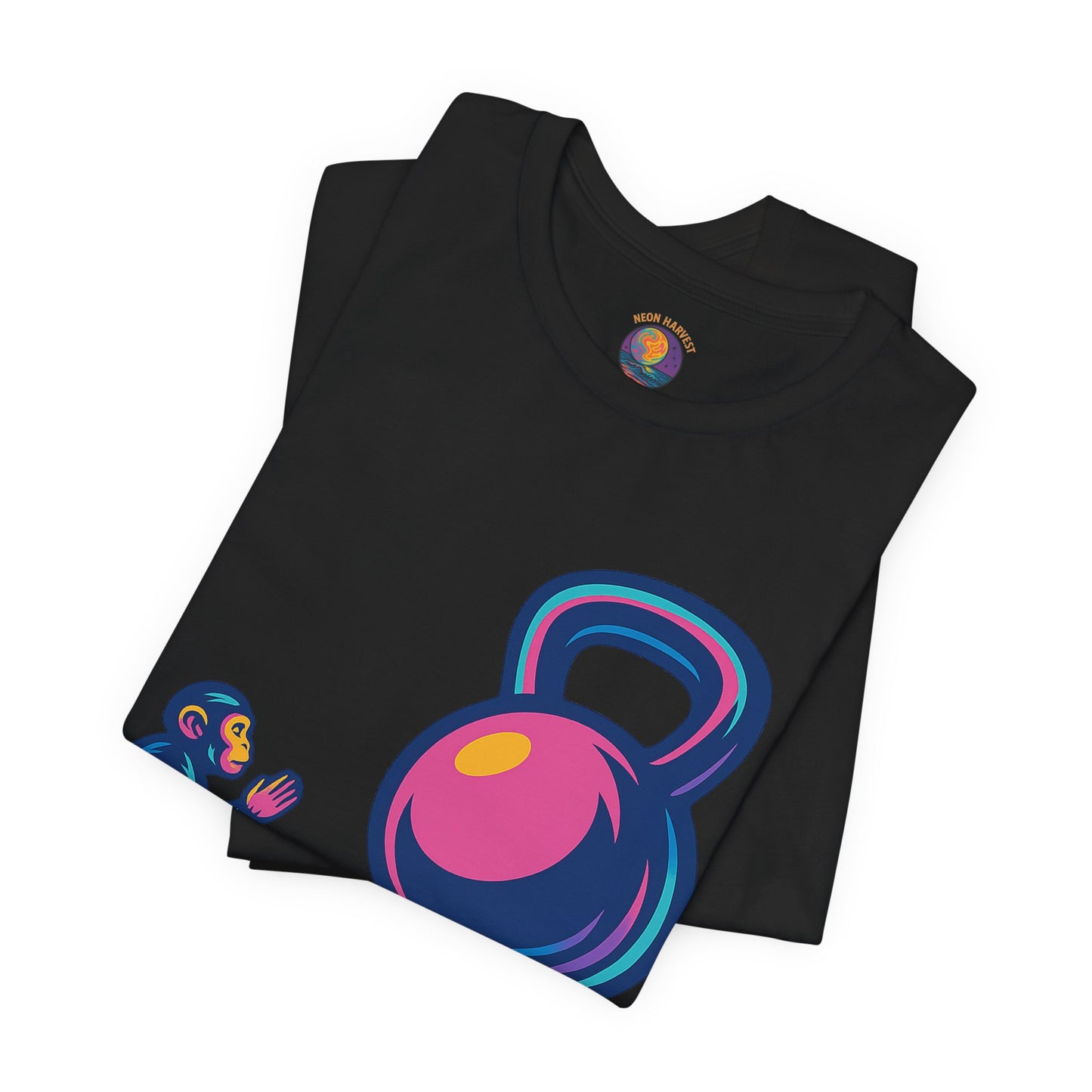 Monolith Kettle Bell Colorful Monkey Fitness Tee, Workout, Gym Shirt Motivational Tees - Unisex
