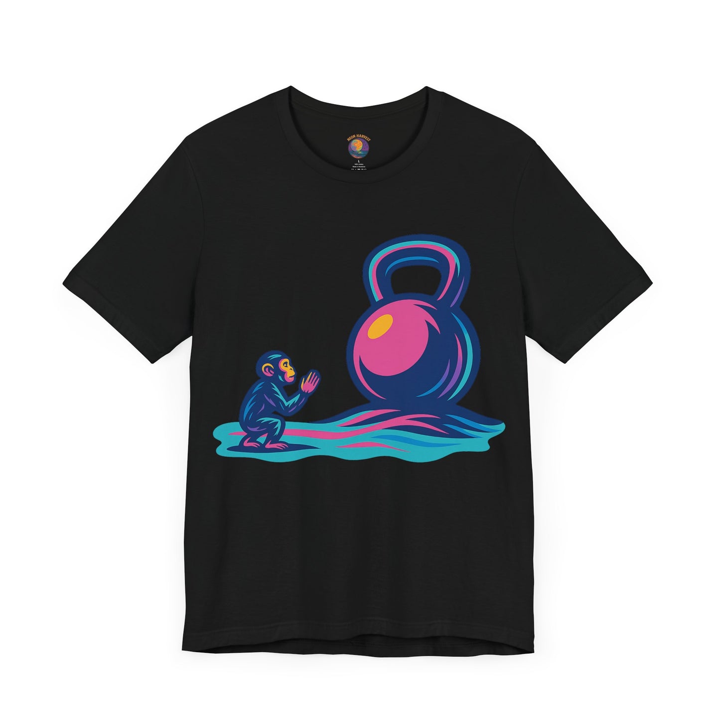 Monolith Kettle Bell Colorful Monkey Fitness Tee, Workout, Gym Shirt Motivational Tees - Unisex