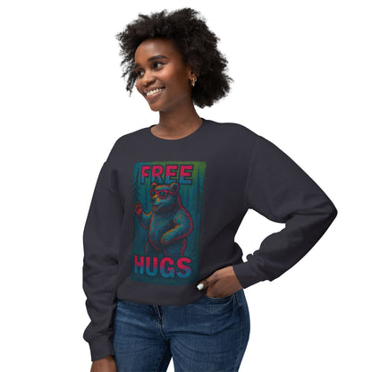 Free Hugs Chill Bear - Lightweight Crewneck Sweatshirt - Unisex