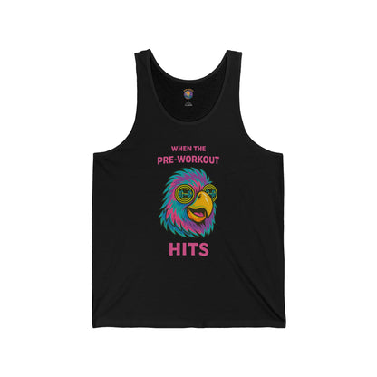 Psychedllic Tank Top ft. Pump Parrot the Pre-Workout Bird - Unisex - 100% Cotton